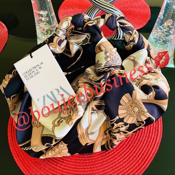 ZARA Chain Print Scarf Bucket Bag - Picture 3 of 8